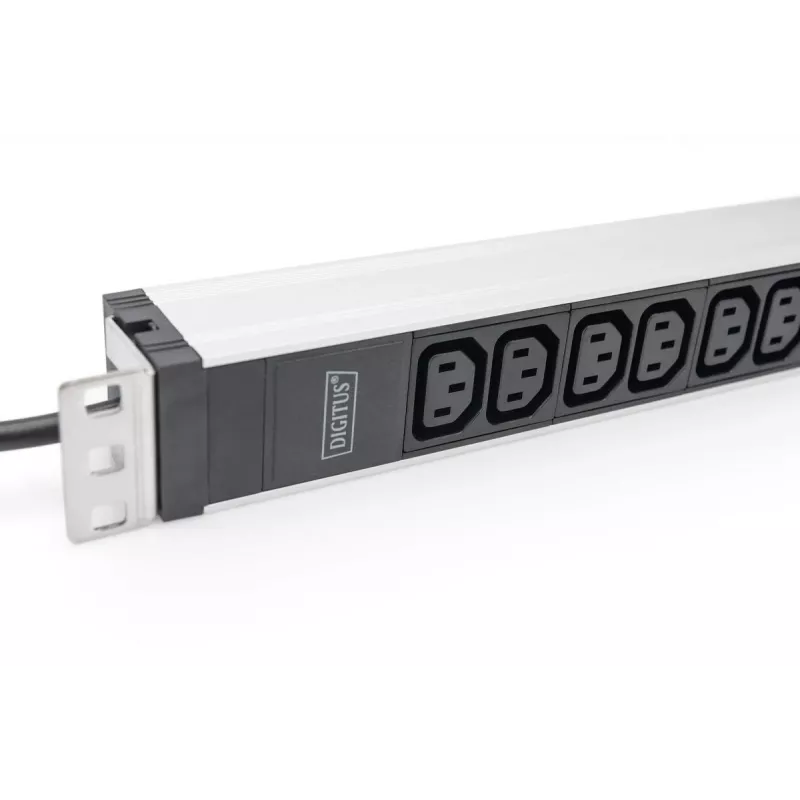 DIGITUS 1U alumínio PDU para montagem em rack 12x C13 16A 230VAC 50/60Hz ficha de contacto de proteção