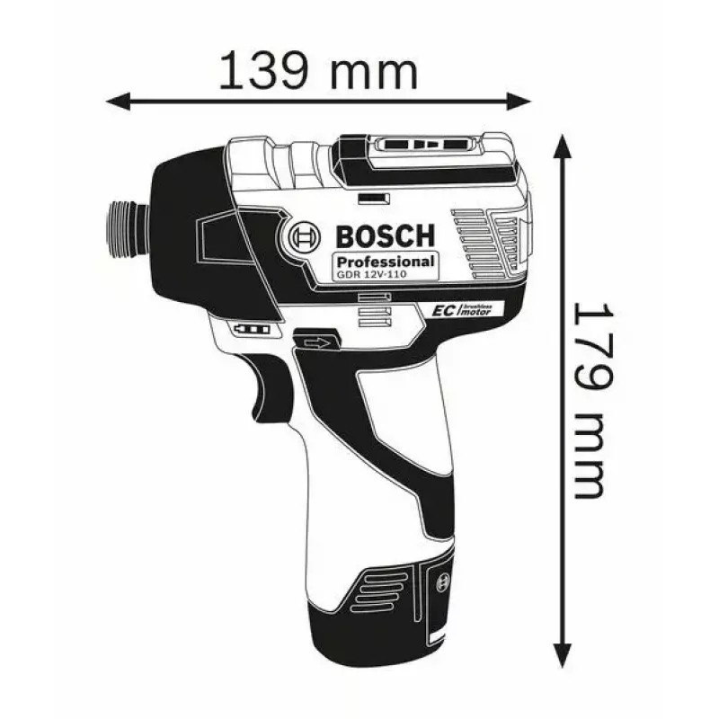 Chave de impacto Bosch 0 601 9E0 005 1/4 polegadas 3100 RPM 110 N⋅m preto, azul 12 V