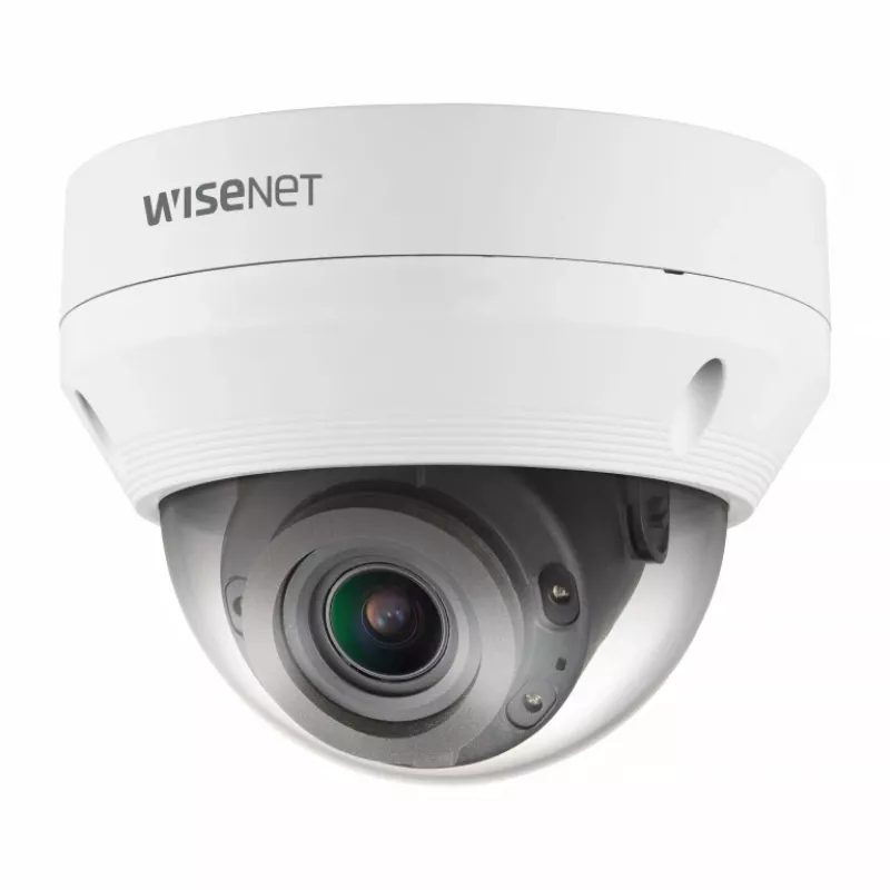 Hanwha Vision QNV-7082R WiseNet Q câmara IP dome IR anti-vandalismo para exterior, 4 MP, 3,2 mm, PoE, IP66, IK10, branca
