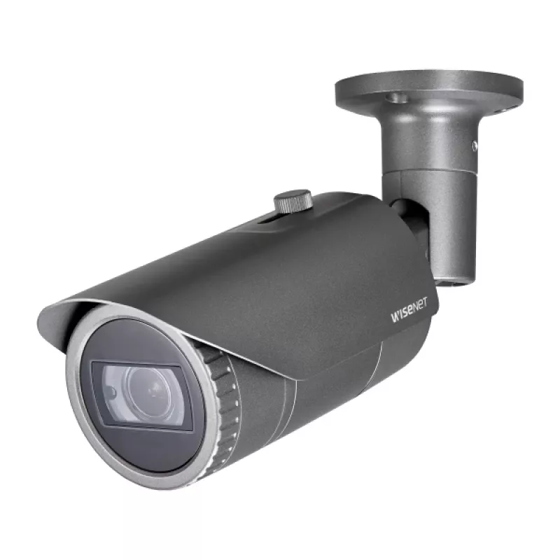 Hanwha Vision QNO-7082R WiseNet Q câmara IP bullet para exterior, 4 MP, 3,2–10 mm, zoom ótico 3,1x, dia/noite, cinzenta