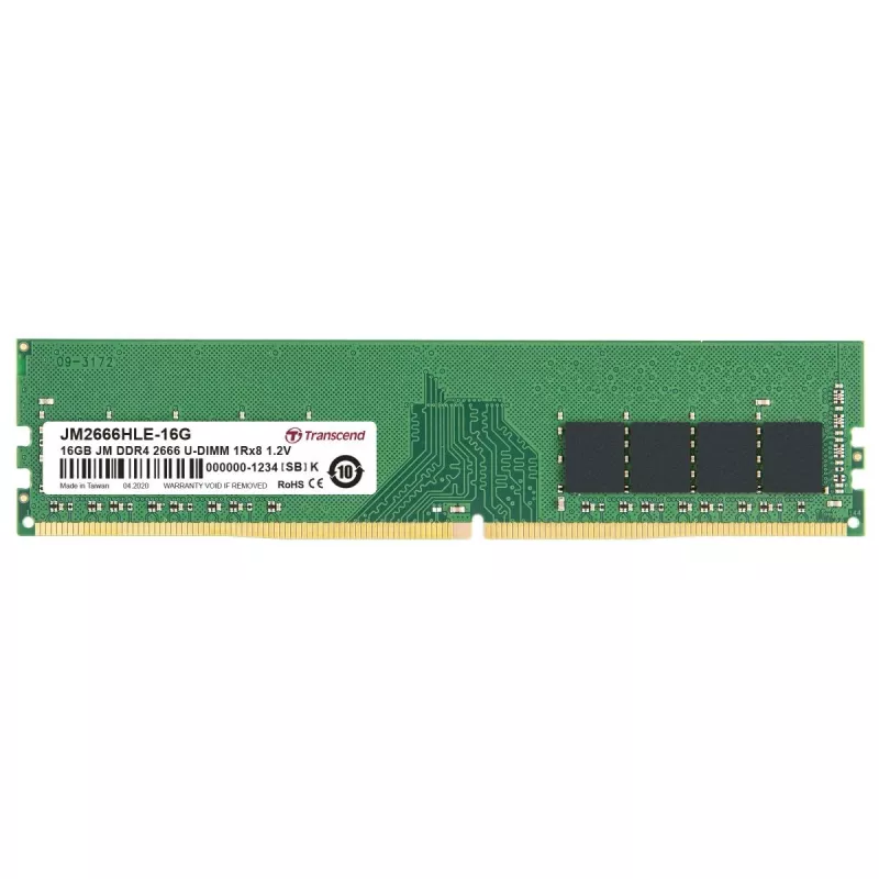 Transcend JetRAM JM2666HLE-16G módulo de memória 16 GB DDR4 2666 MHz U-DIMM de 288 pinos CL19