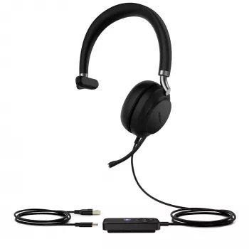 Headset com fios Yealink UH38 Mono Teams -W/O BAT USB-C-USB