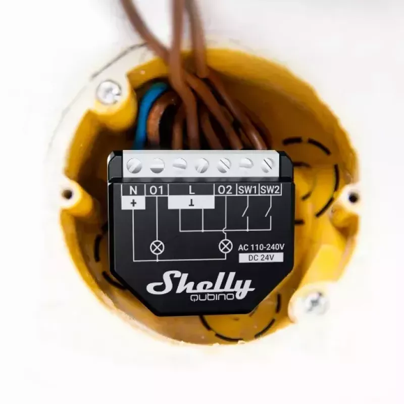 Interruptor inteligente Shelly WAVE 2PM preto (Shelly) — sem fios Z-Wave, 16 A, 110–240 V, 868,4 MHz