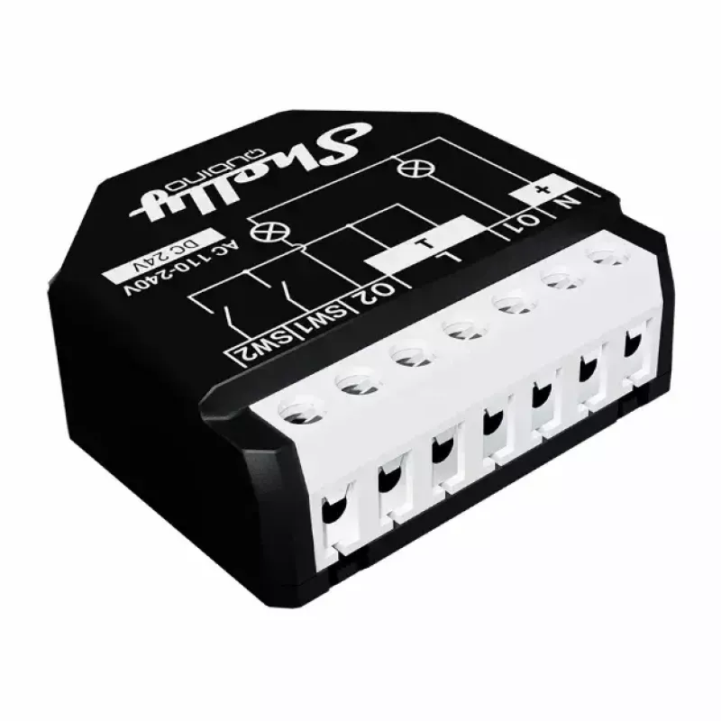 Interruptor inteligente Shelly WAVE 2PM preto (Shelly) — sem fios Z-Wave, 16 A, 110–240 V, 868,4 MHz