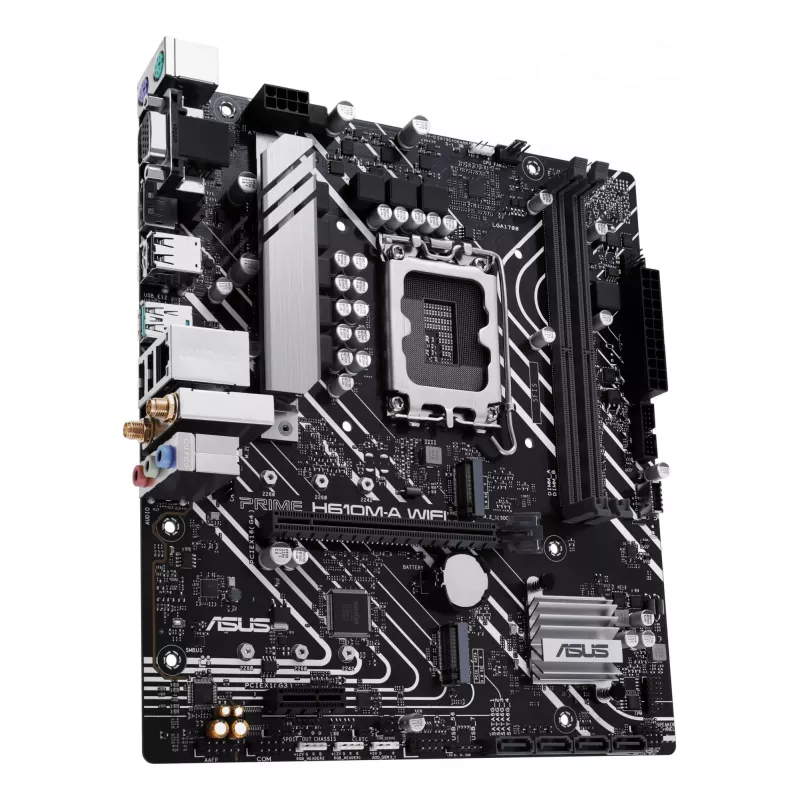 Motherboard ASUS PRIME H610M-A WIFI, Intel H610, LGA 1700, micro ATX, DDR5, 2x DIMM, Wi-Fi 5, Bluetooth, Gigabit LAN, áudio HD 7.1