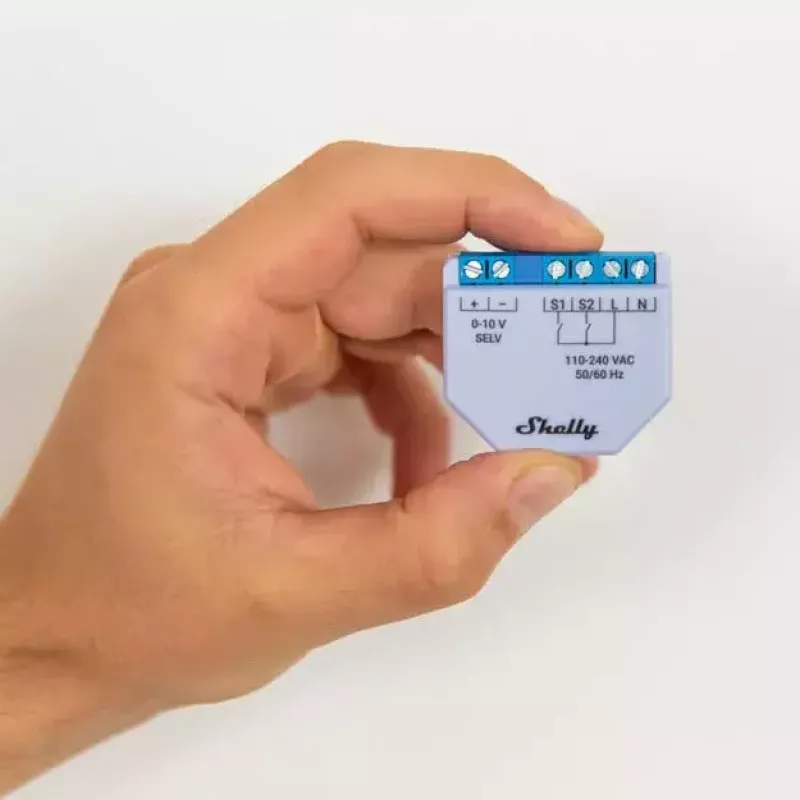 Dimmer Shelly Plus 0-10V de encastrar azul-cinzento controlo sem fios 110-240V