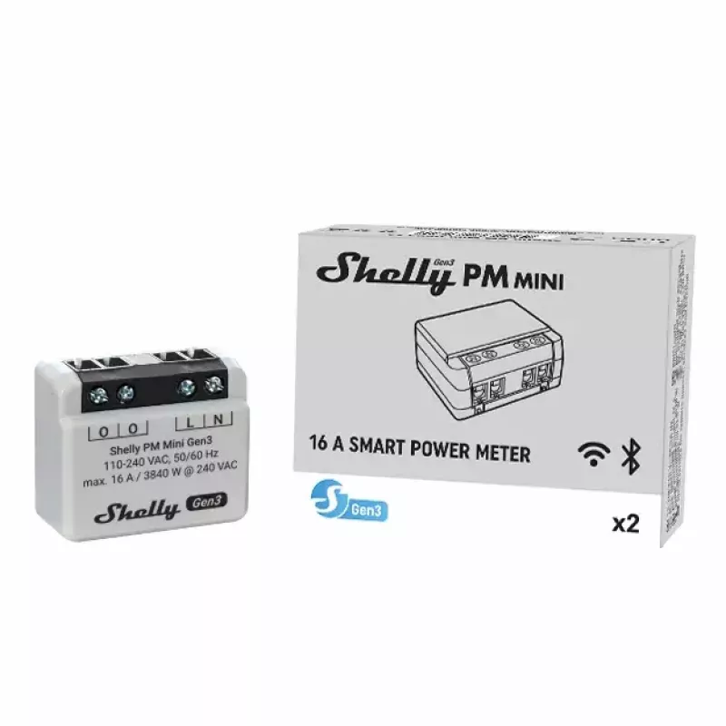 Interruptor inteligente Shelly PM Mini Gen3 sem fios 110-240V 1,2W