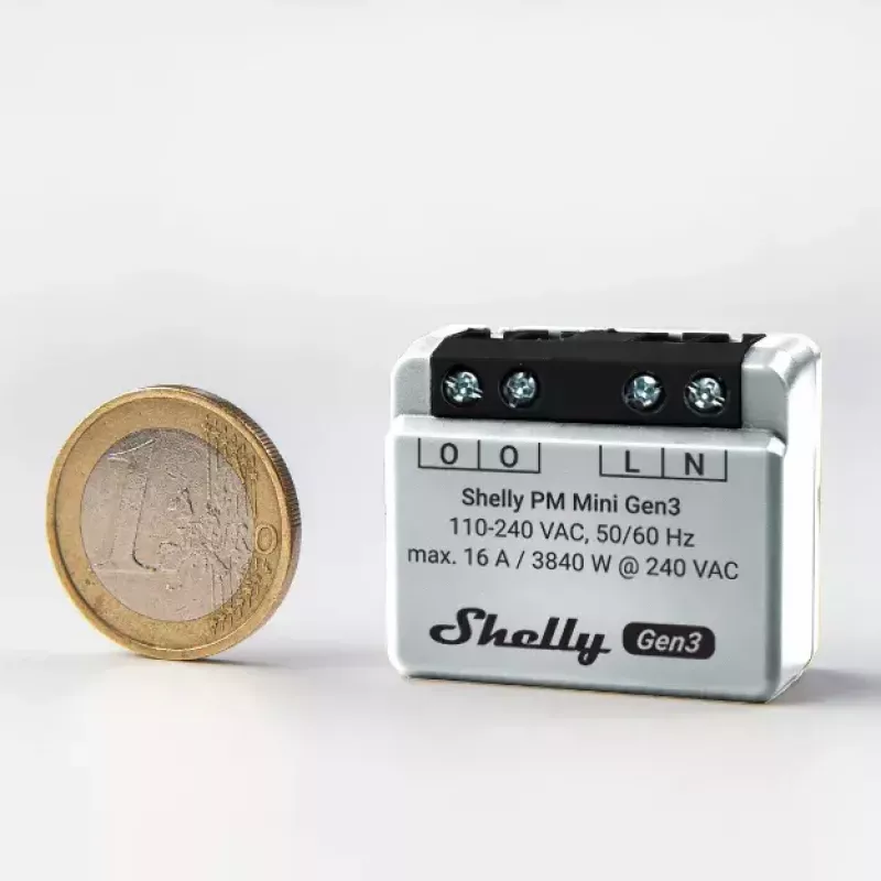 Interruptor inteligente Shelly PM Mini Gen3 sem fios 110-240V 1,2W