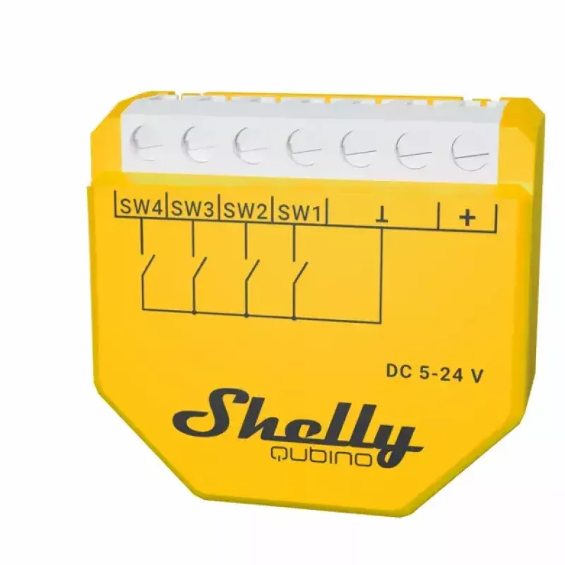 Interruptor inteligente Shelly Qubino Wave i4 DC amarelo sem fios 5-24V