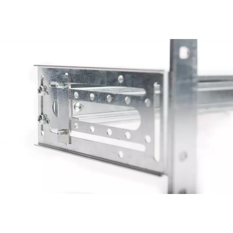 Suporte para calha DIN DIGITUS, 4U, 178 x 483 x 223 mm, zincado, incl. calha DIN, profundidade e altura variáveis