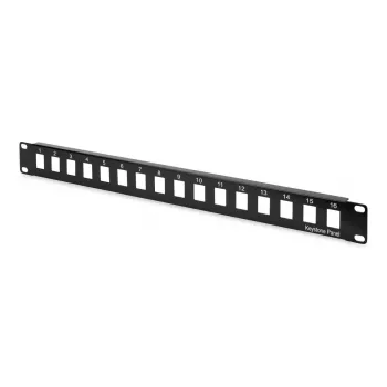 Patch panel modular DIGITUS, não blindado 16 portas, em branco, 1U, montagem em rack, cor preto RAL 9005