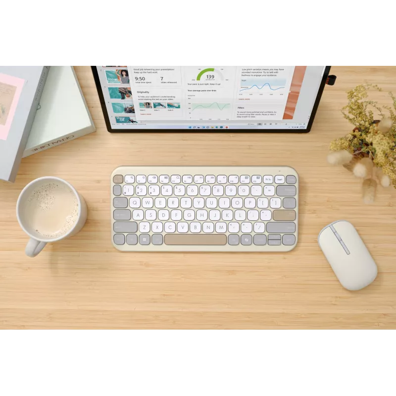 Teclado ASUS Marshmallow KW100 Sem fios Bluetooth QWERTZ bege cinzento branco