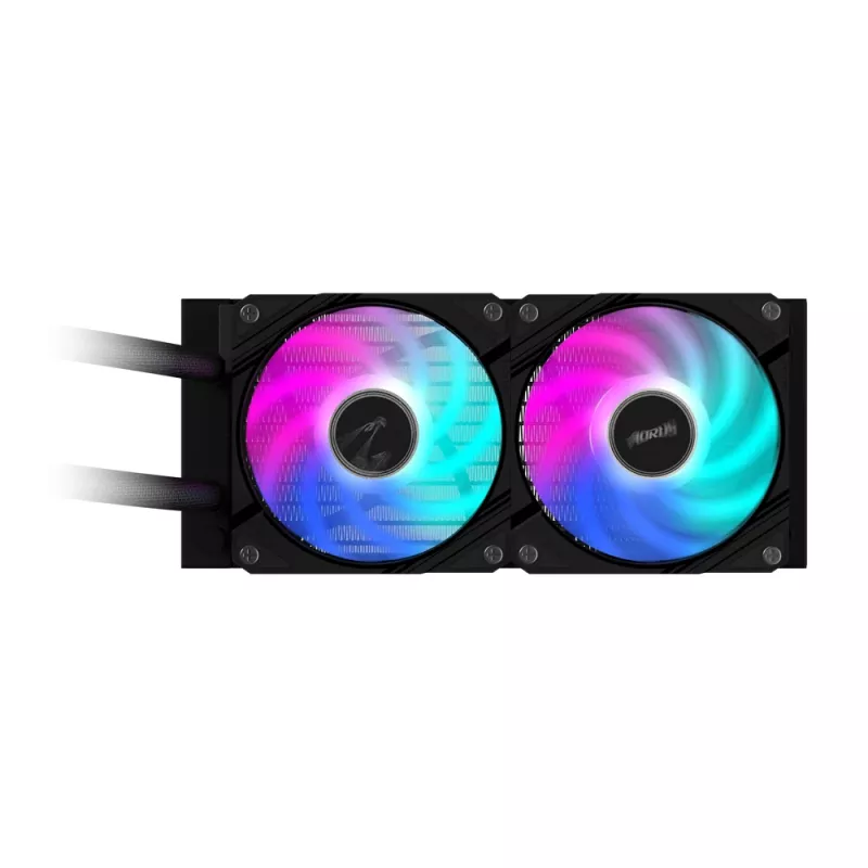 Arrefecedor líquido de CPU GIGABYTE AORUS WATERFORCE II 240 AIO – 2 ventoinhas ARGB de 120 mm, mecanismo de bloqueio deslizante, DAISY-CHAIN, compatível com Intel LGA 1851 e AMD AM5