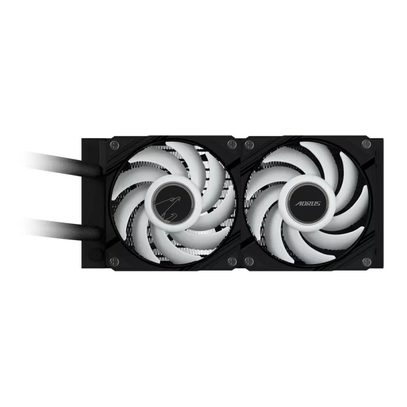 Arrefecedor líquido de CPU GIGABYTE AORUS WATERFORCE II 240 AIO – 2 ventoinhas ARGB de 120 mm, mecanismo de bloqueio deslizante, DAISY-CHAIN, compatível com Intel LGA 1851 e AMD AM5