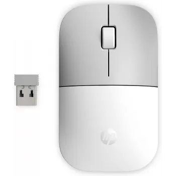 Rato sem fios HP Z3700 cerâmica branco, ambidestro, ótico, RF Wireless, 1200 DPI, prateado, branco