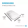 Rato sem fios HP Z3700 cerâmica branco, ambidestro, ótico, RF Wireless, 1200 DPI, prateado, branco