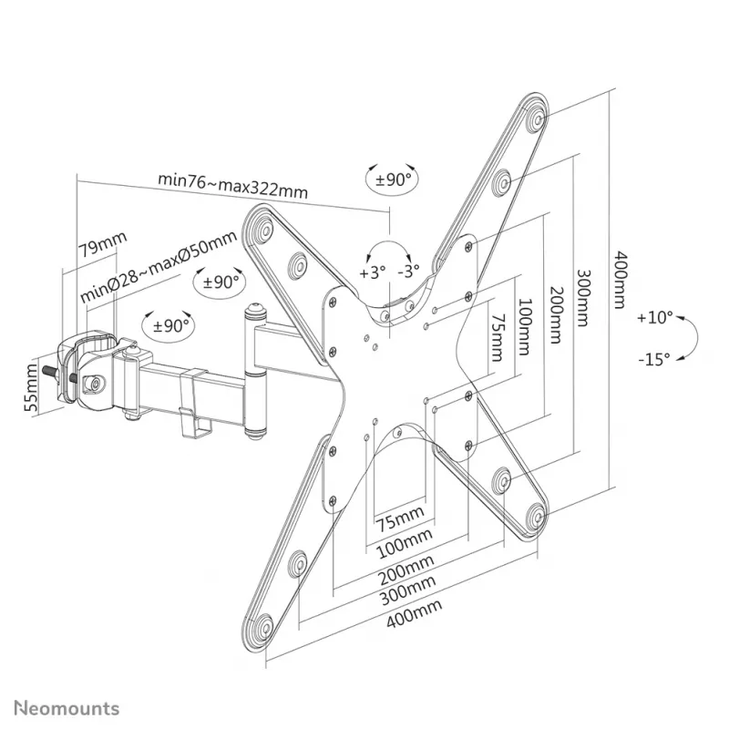 Suporte de montagem em mastro para TV Neomounts FL40-450BL14 32-55