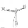 Neomounts FPMA-D935D suporte de secretária para dois monitores, articulado, com grampo, 14–27 polegadas (35,6–68,6 cm), 6 kg por ecrã, VESA 75x75/100x100, prateado