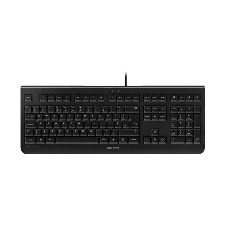 Teclado com fios CHERRY KC 1000, Preto, USB (QWERTY – UK), Full-Size (100 %), Com fios, USB, QWERTY, Preto