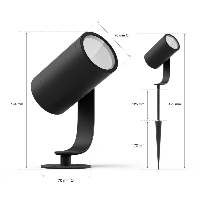 Candeeiro de parede inteligente Philips Hue White and Colour Ambience Lily Outdoor Spot Light 1741430P7