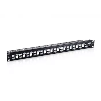 Patch panel blindado Equip 24 portas Keystone Cat.6A, Preto