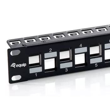 Patch panel blindado Equip 24 portas Keystone Cat.6A, Preto