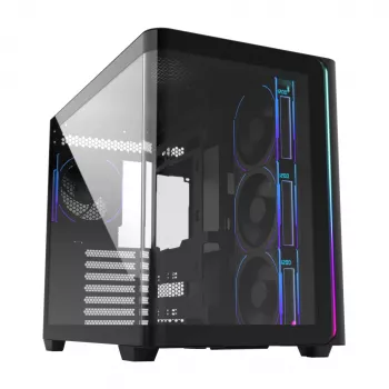 Caixa FSP M580-BP Plus Midi Tower mITX, mATX preta ARGB, Midi Tower, PC, preta, ATX, micro ATX, Mini-ITX, vidro, SPCC, 16 cm