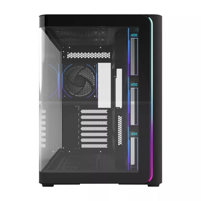 FSP M580-BP Plus caixa de PC Midi Tower, ATX/mATX/Mini-ITX, ARGB, vidro temperado, 4 ventoinhas de 120 mm, preta