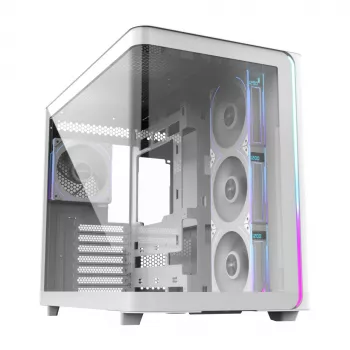 Caixa FSP M580-WP Plus Midi Tower mITX, mATX branca ARGB, Midi Tower, PC, branca, ATX, micro ATX, Mini-ITX, vidro, SPCC, 16 cm