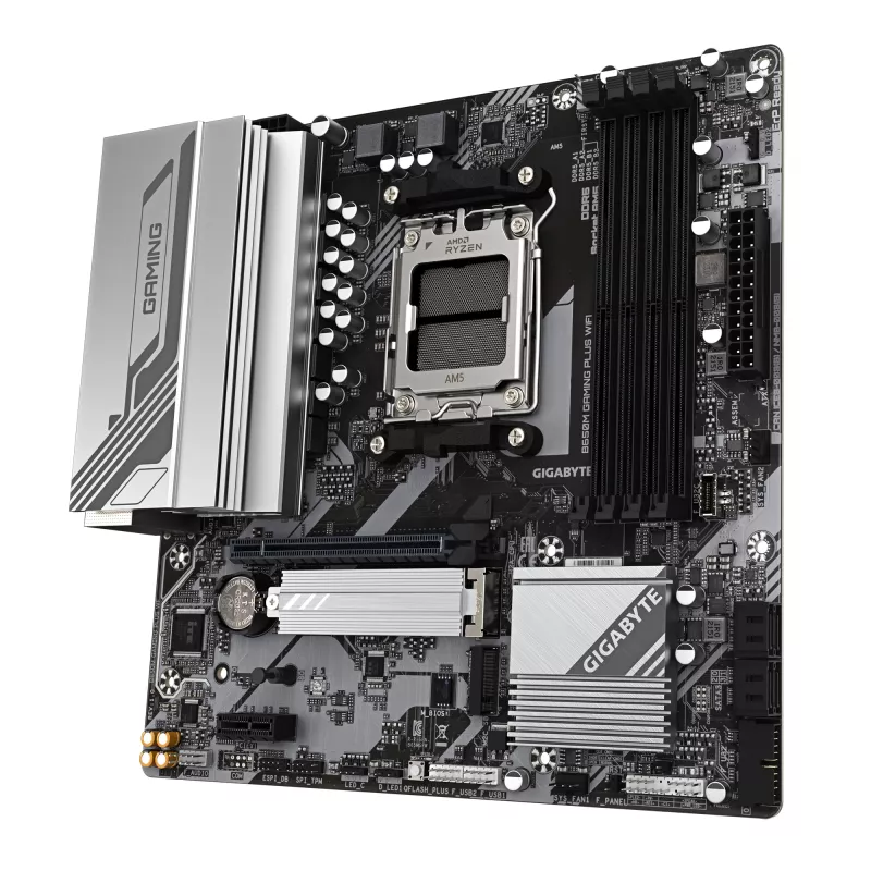 Placa-mãe GIGABYTE B650M GAMING PLUS WIFI - CPUs AMD Ryzen 9000, VRM 5+2+2 fases, até 8000 MHz DDR5, 2x PCIe 4.0 M.2, LAN 2,5 GbE, WIFI 6E, USB 3.2 Gen 1