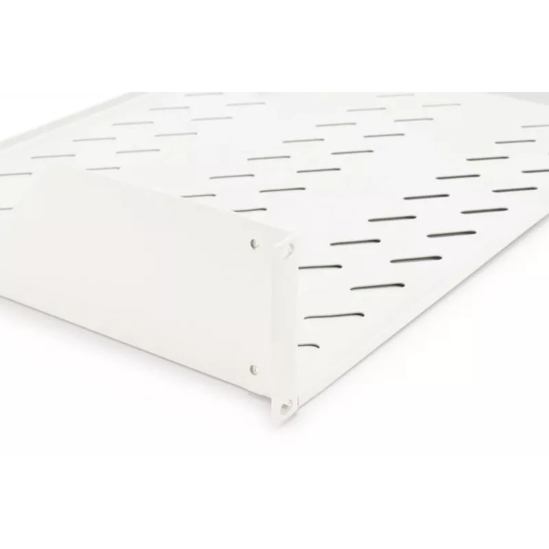 DIGITUS 2U Prateleira de montagem em rack fixa ventilada, cor cinzento (RAL 7035), até 25 kg, 85x483x350 mm