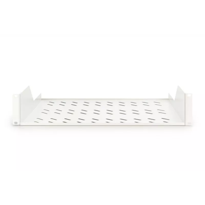 DIGITUS 2U Prateleira de montagem em rack fixa ventilada, cor cinzento (RAL 7035), até 25 kg, 85x483x350 mm