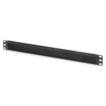 DIGITUS 1U Barra de passagem de cabos com escovas 44x483x11 mm, tamanho das escovas 27x423 mm, cor preto (RAL 9005)