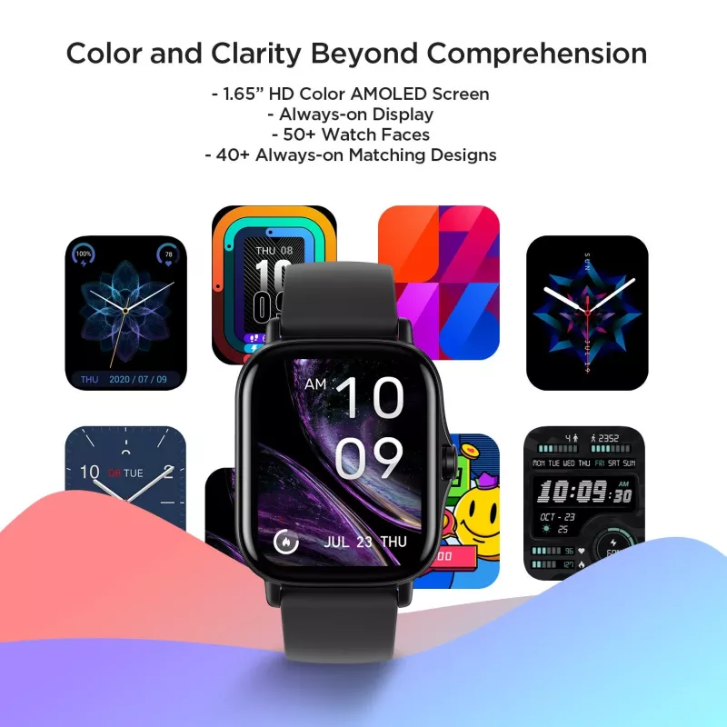 Amazfit GTS 2 smartwatch, 4,19 cm (1,65 polegadas) AMOLED, 43 mm, GPS, chamadas Bluetooth, 5 ATM, Midnight Black