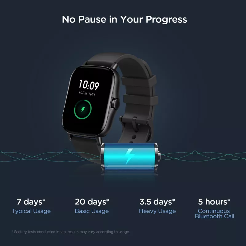 Amazfit GTS 2 smartwatch, 4,19 cm (1,65 polegadas) AMOLED, 43 mm, GPS, chamadas Bluetooth, 5 ATM, Midnight Black