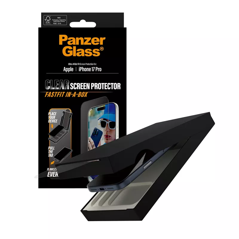 PanzerGlass ® película protetora de ecrã iPhone 17 Pro | Ultra-Wide Fit com FASTFIT IN-A-BOX