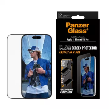 PanzerGlass® película protetora de ecrã iPhone 17 | iPhone 16 Pro | Ultra-Wide Fit com FASTFIT IN-A-BOX