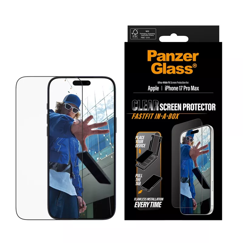 PanzerGlass ® película protetora de ecrã iPhone 17 Pro Max | Ultra-Wide Fit com FASTFIT IN-A-BOX