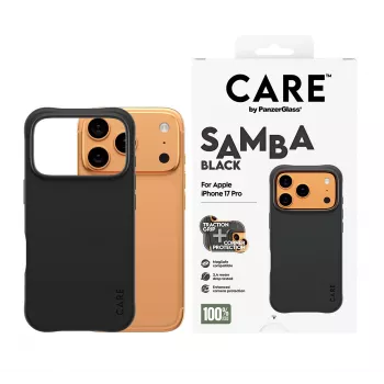 Capa PanzerGlass CARE by capa elegante Samba preta c. MagSafe iPhone 17 Pro