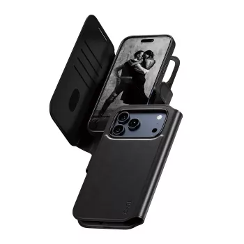 Capa protetora 2 em 1 para telemóvel com compartimento para cartões PanzerGlass CARE Feature Case Tango com MagSafe para iPhone 17 Pro Max, preto