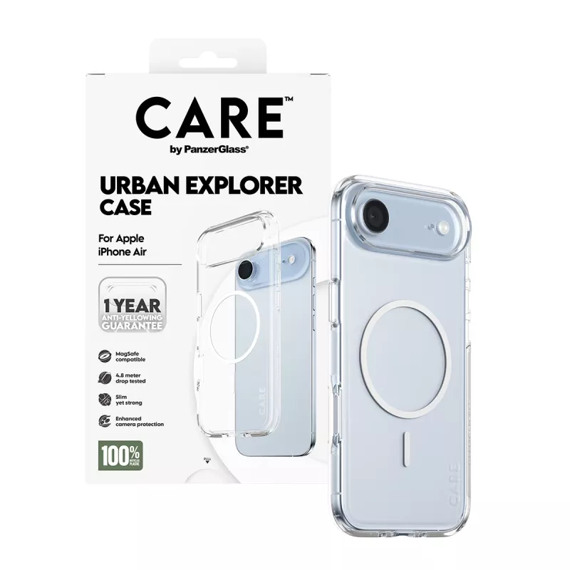 Capa PanzerGlass CARE by Flagship Case Transparent Urban Explorer White MagSafe iPhone 17 Air