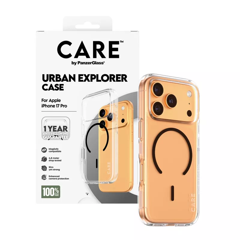 Capa PanzerGlass CARE™ by ® Urban Explorer Case transparente com MagSafe preto iPhone 17 Pro