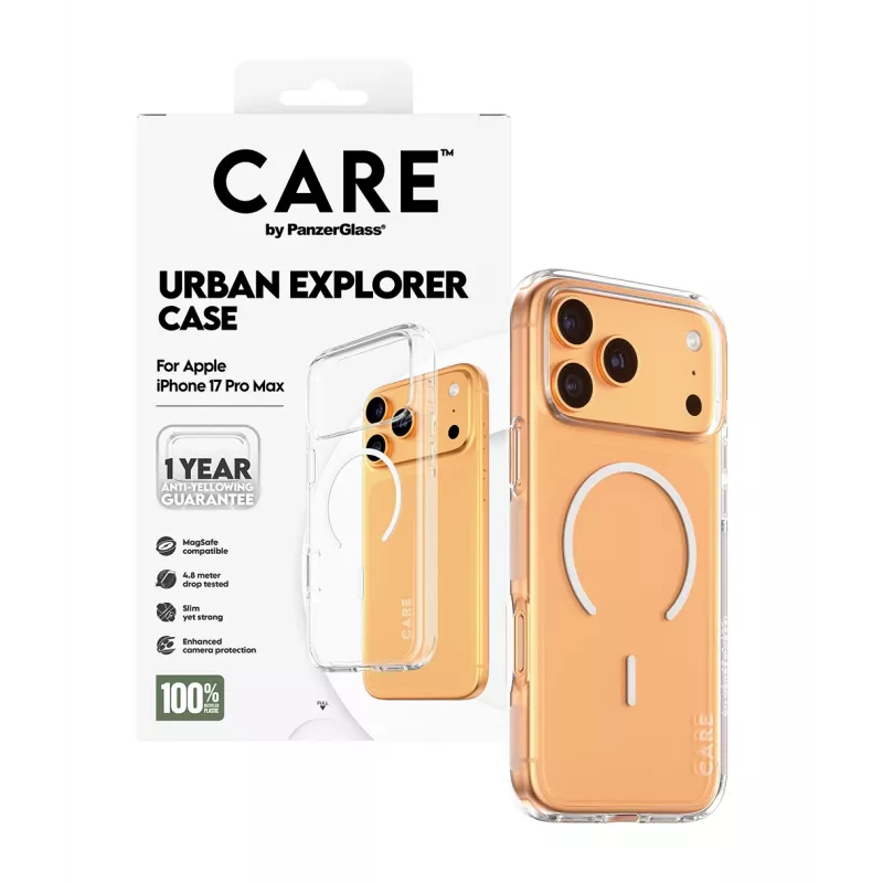 Capa PanzerGlass CARE by Flagship Case Transparent Urban Explorer White MagSafe iPhone 17 Pro Max