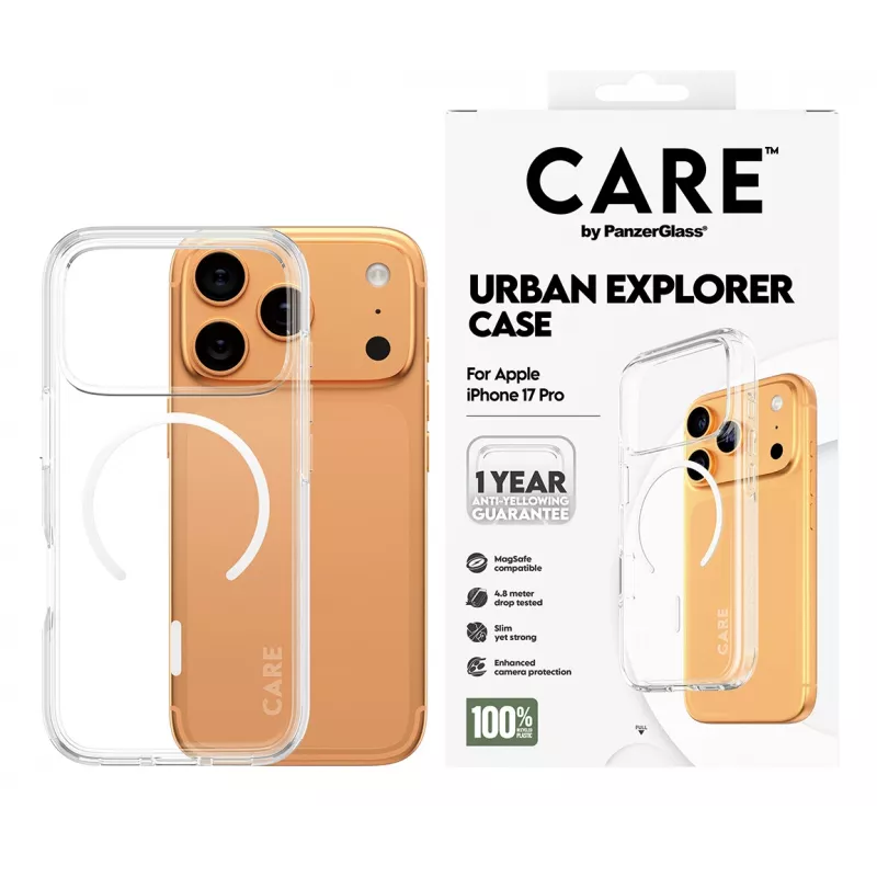 Capa PanzerGlass CARE™ by ® Urban Explorer Case Transparente com MagSafe branco iPhone 17 Pro