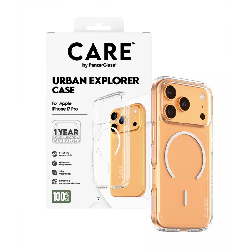 Capa PanzerGlass CARE™ by ® Urban Explorer Case Transparente com MagSafe branco iPhone 17 Pro