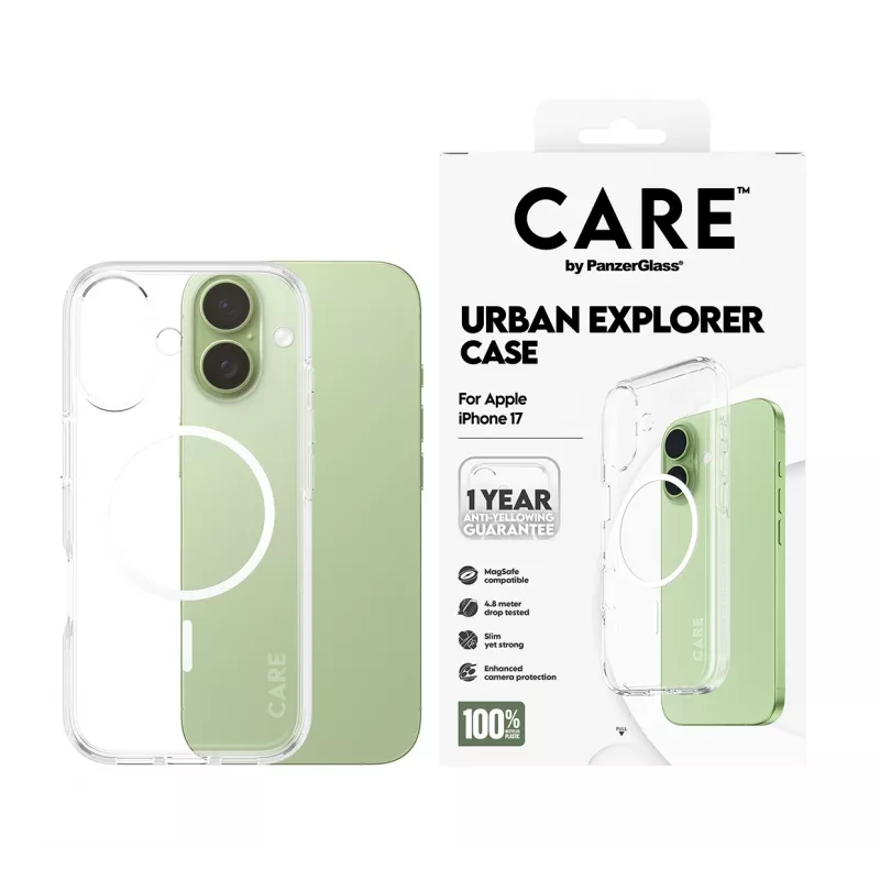 Capa PanzerGlass CARE™ by ® Urban Explorer Case Transparente com MagSafe branco iPhone 17