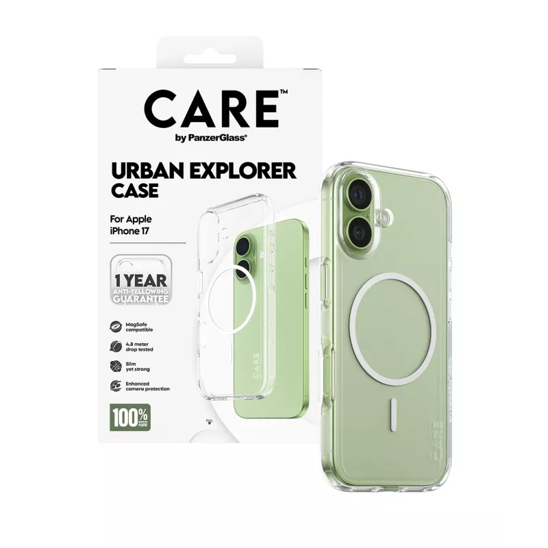 Capa PanzerGlass CARE™ by ® Urban Explorer Case Transparente com MagSafe branco iPhone 17