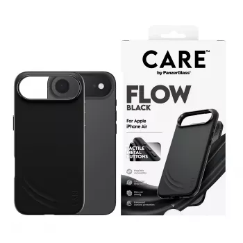 Capa protetora PanzerGlass CARE™ Flow Case preta com MagSafe para iPhone Air