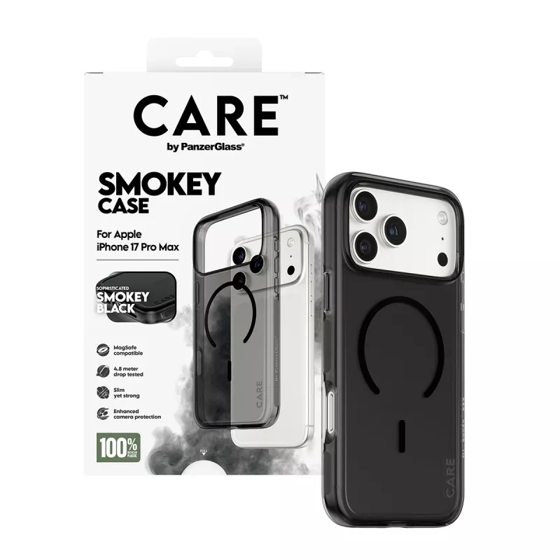 Capa PanzerGlass CARE™ by ® Urban Explorer Case Smokey com MagSafe preto iPhone 17 Pro Max