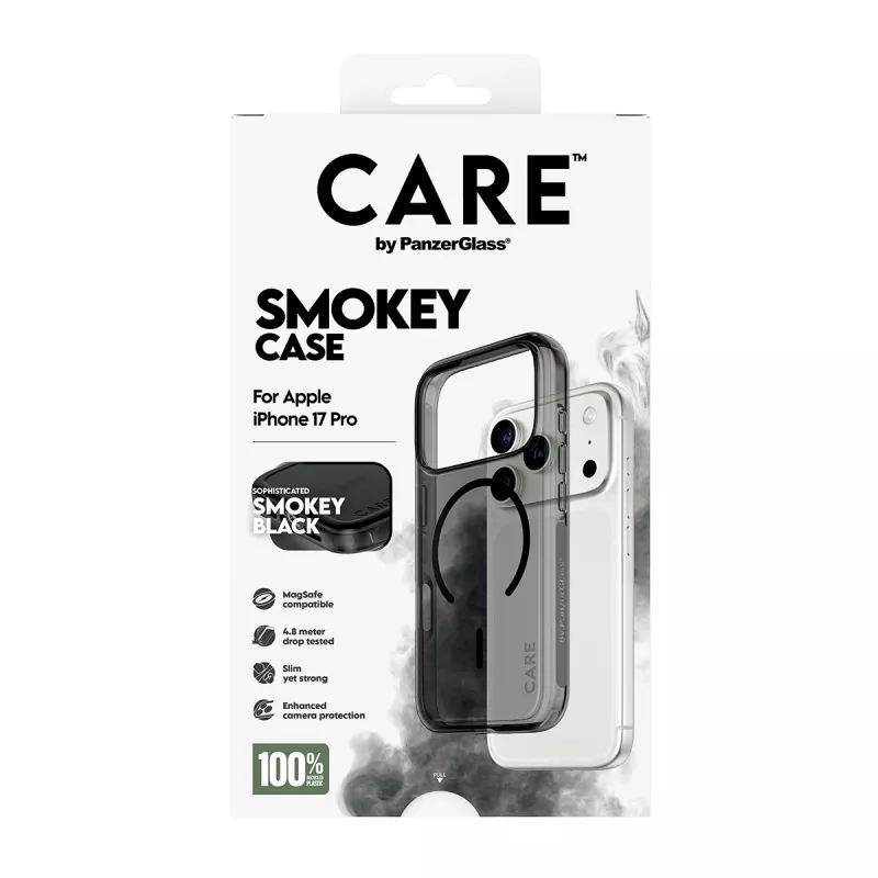 Capa protetora PanzerGlass CARE™ Urban Explorer Smokey com MagSafe preto para iPhone 17 Pro (TPU, preto)